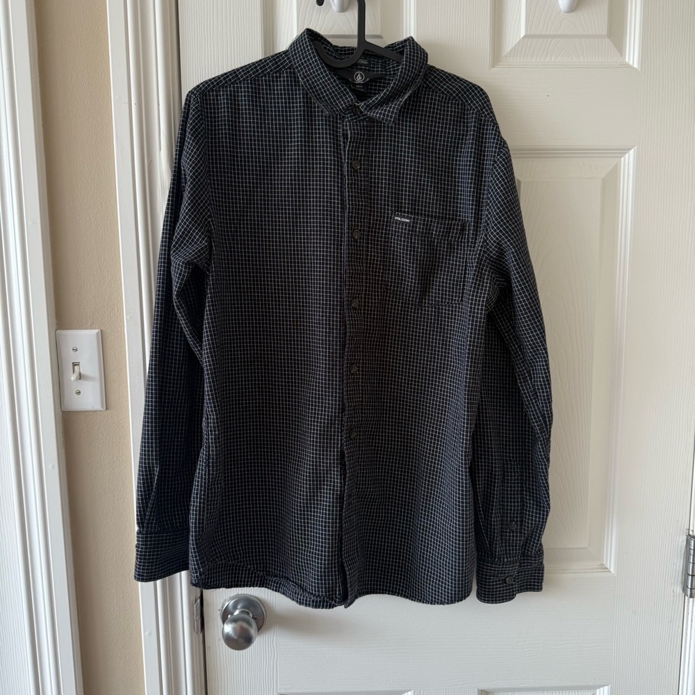 Volcom Men's Button Down Micro-checkered Shirt Modern Fit Size Medium